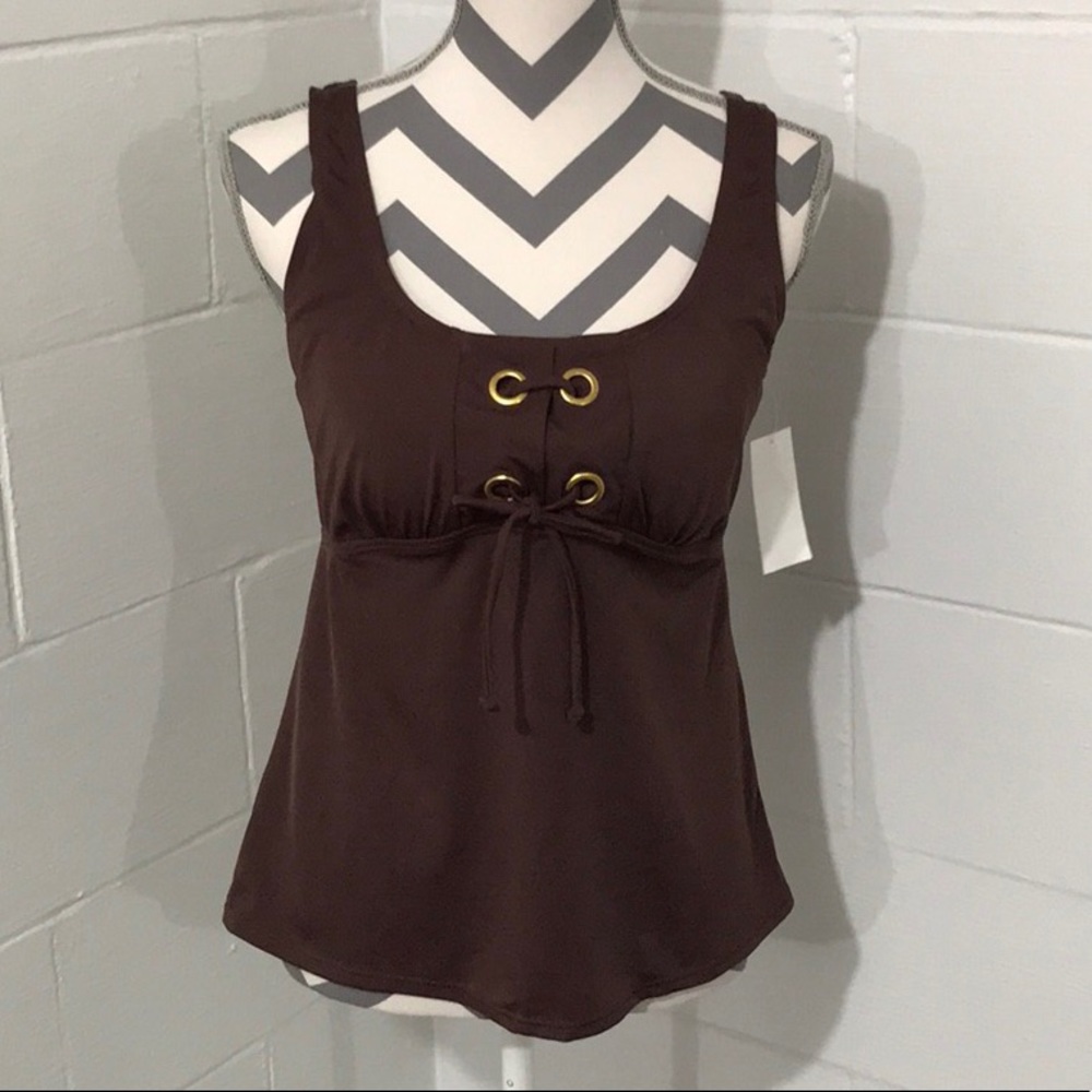 NWT CONTOUR BROWN TANKINI TOP, Size 14